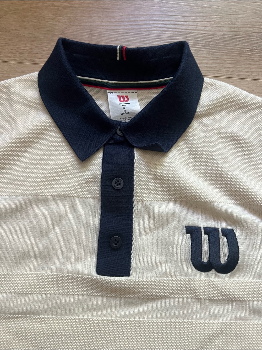Wilson Cream Polo with Navy Collar and Trim - Picture 4 of 5